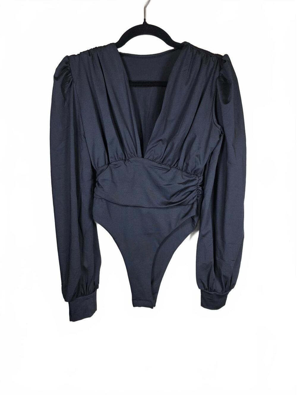 Weigou Women’s Jumpsuit Leotard Shirt Black Stretch Bodysuit Style Size S